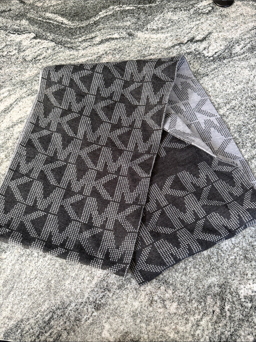 Michael Kors MK Pattern Black Gray Reversible Scarf